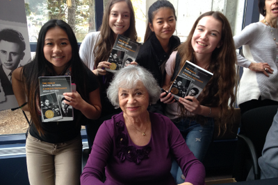 Rachel sharing her story with students. Markham, 2014.