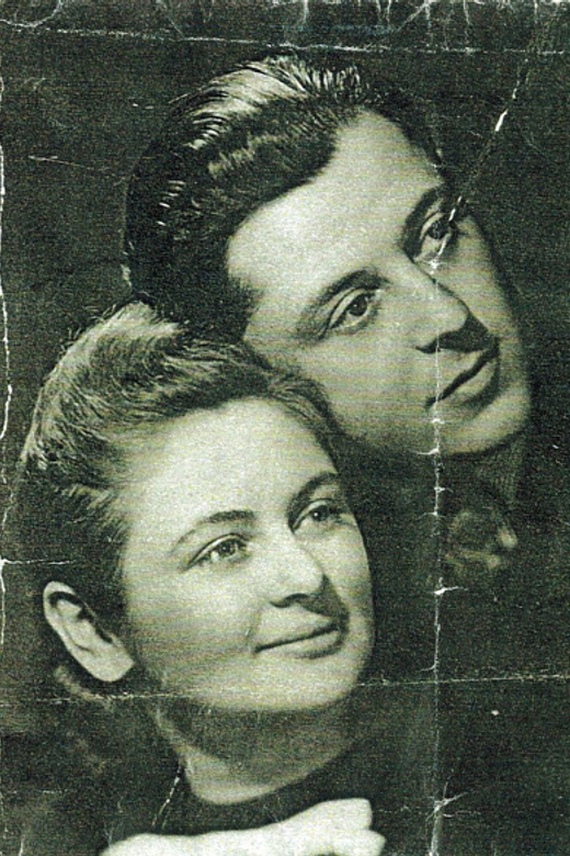 Freda and Leo (Lolek) on their wedding day. Lodz, Poland, 1945.