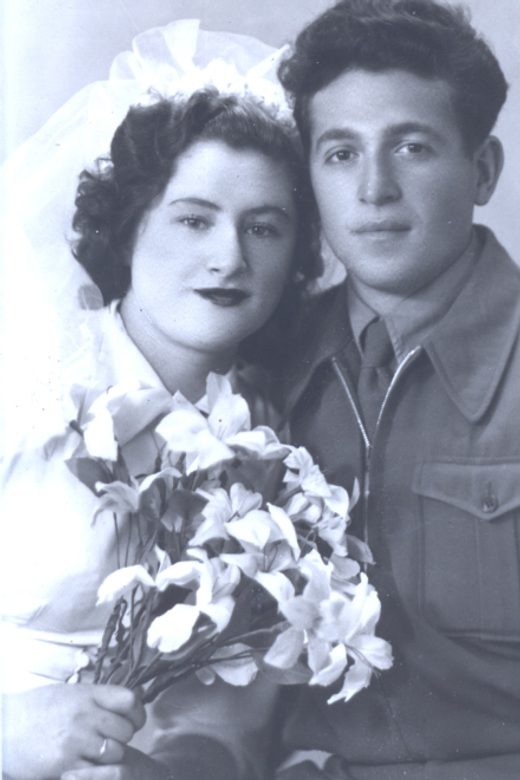 Rose and Jakob’s wedding photo. Israel, 1949.