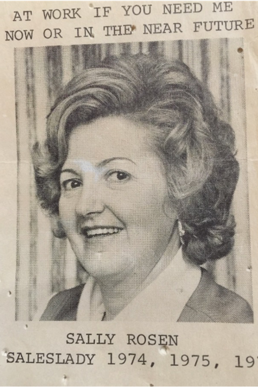 Sally in a promotional article, featuring her as “top saleslady” in real estate. Toronto, 1976.