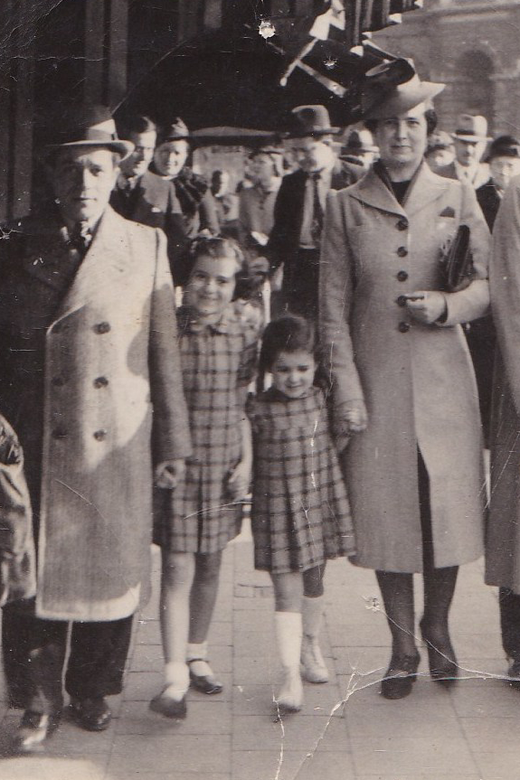 The last family photograph in Belgium before the Nazi occupation. Left to right: Bracha’s father, Chaim; Bracha; Sara; and their mother, Mania. Antwerp, early 1940.