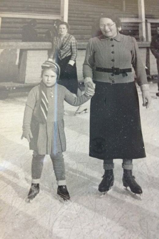 Lisa skating with her mother. Prague, circa 1937.