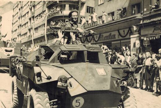 Me grinning ear to ear in the Victory Parade Prague June 1945